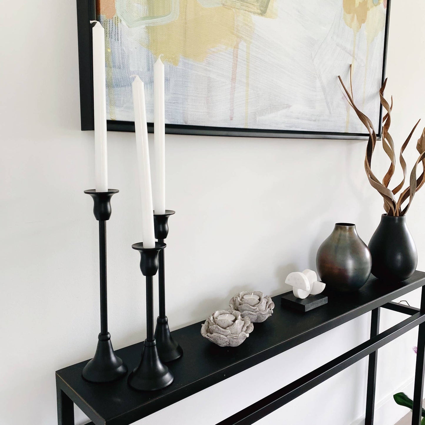 Modern Candle Holder Sticks- Set of 3 Black