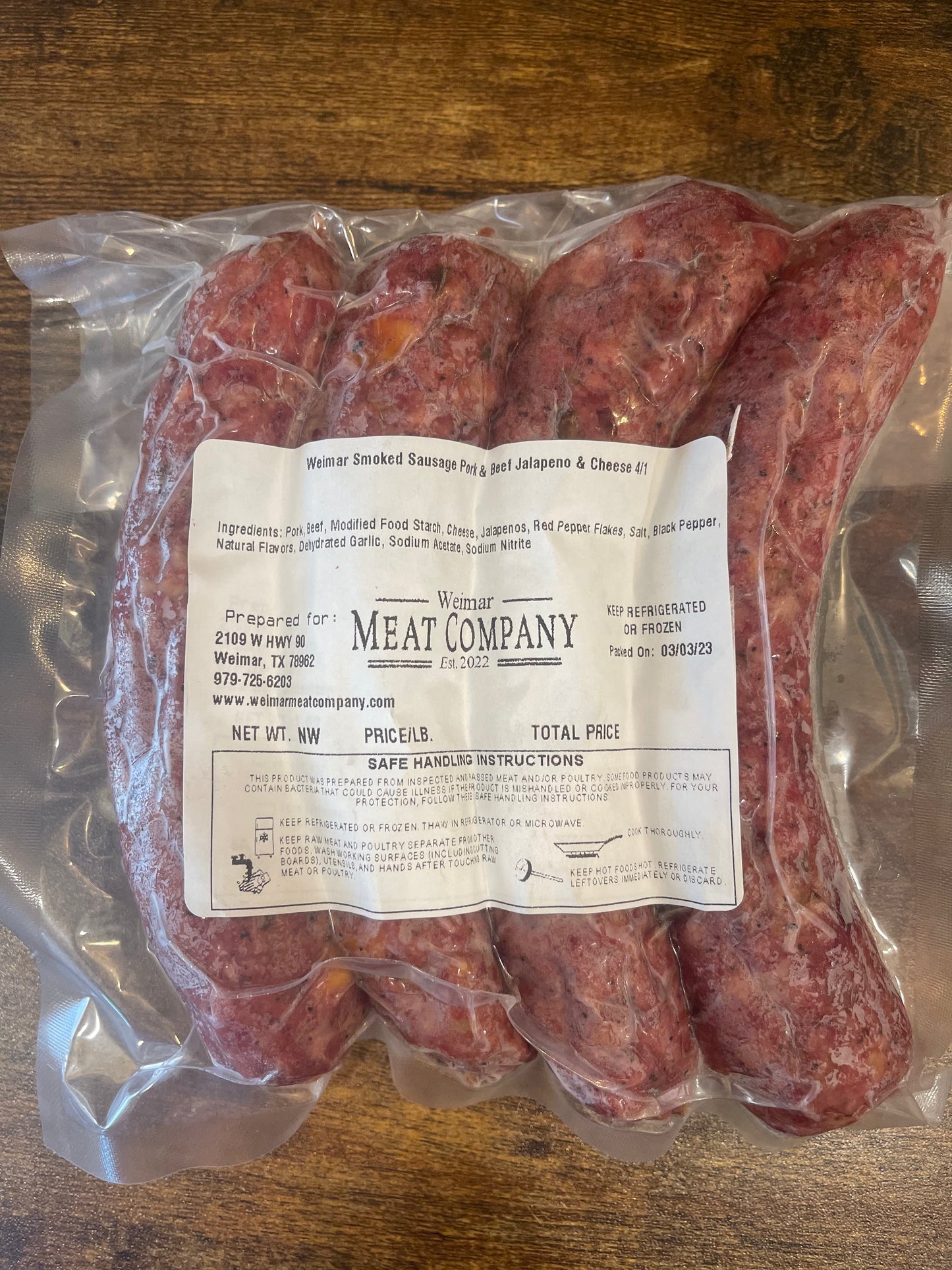 WEIMAR SAUSAGE - PORK AND BEEF