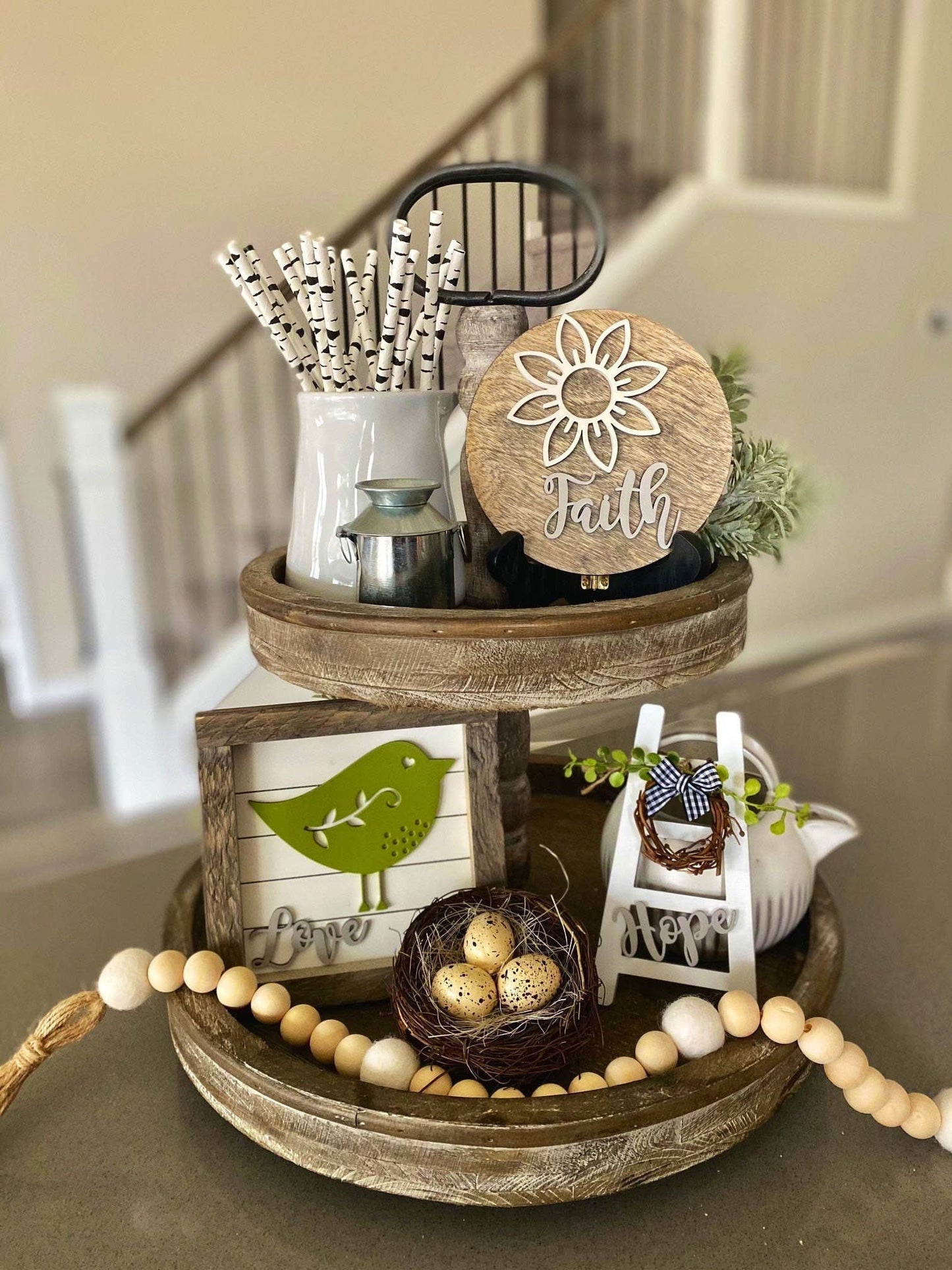Faith | Tiered Tray Decor | Home Decor | Spring Farmhouse