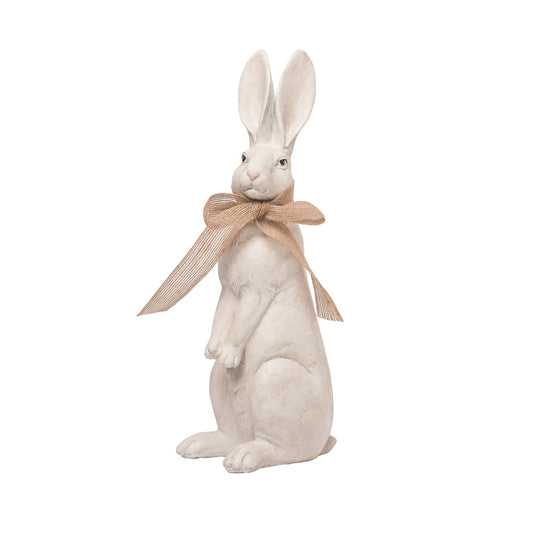 Resin 14.25" White Easter Elegant Rabbit Decor