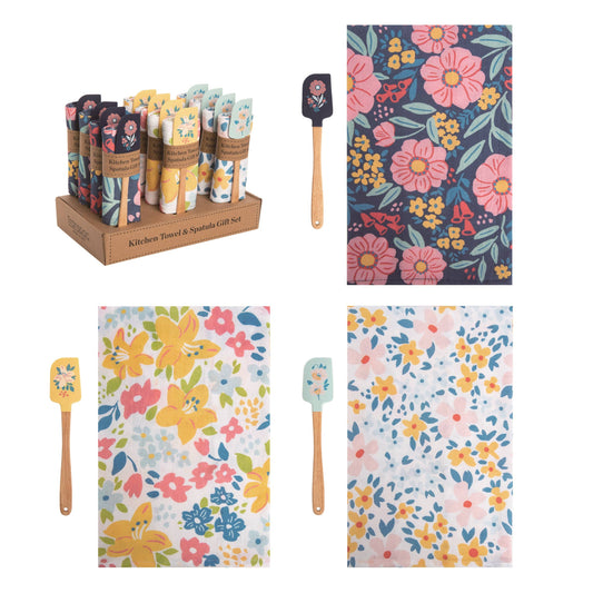 12.2" Floral Boutique Spatula and Towel Sets