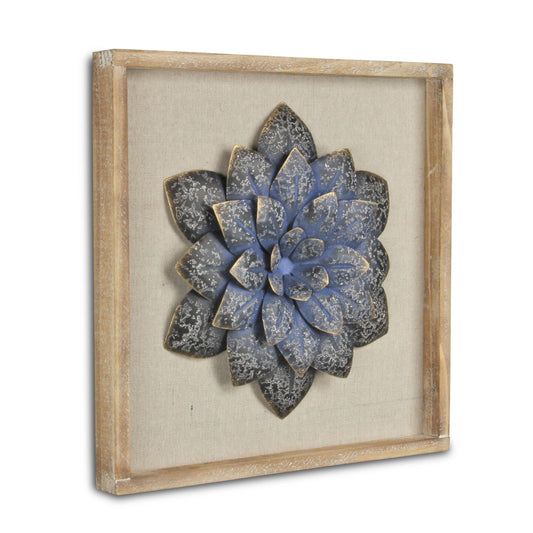 Flower Wall Decor with Canvas Back and Wood Frame